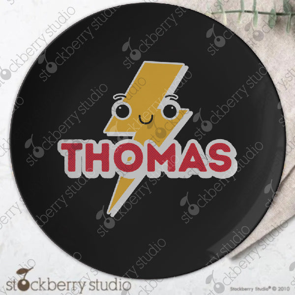 Lightening Bolt Plate Personalized Gift with Kids Name