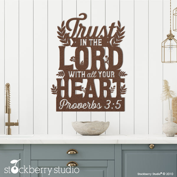 Trust in the Lord Metal Sign Christian Wall Art Proverbs 3:5