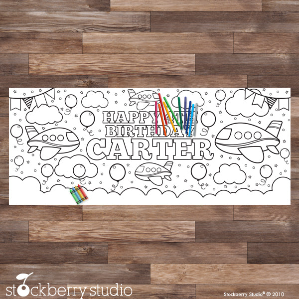 Airplane Coloring Tablecloth Birthday Decorations