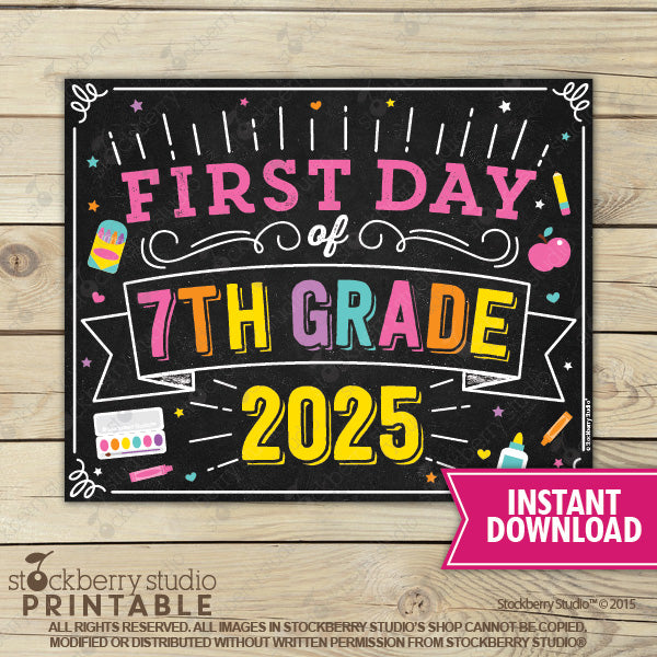 Girl First Day of Preschool Sign - Any Grade