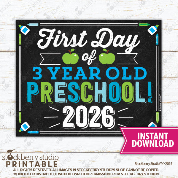 First Day of Preschool Sign (Boy) - Any Grade