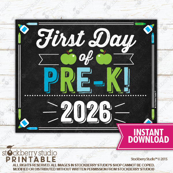 First Day of Preschool Sign (Boy) - Any Grade