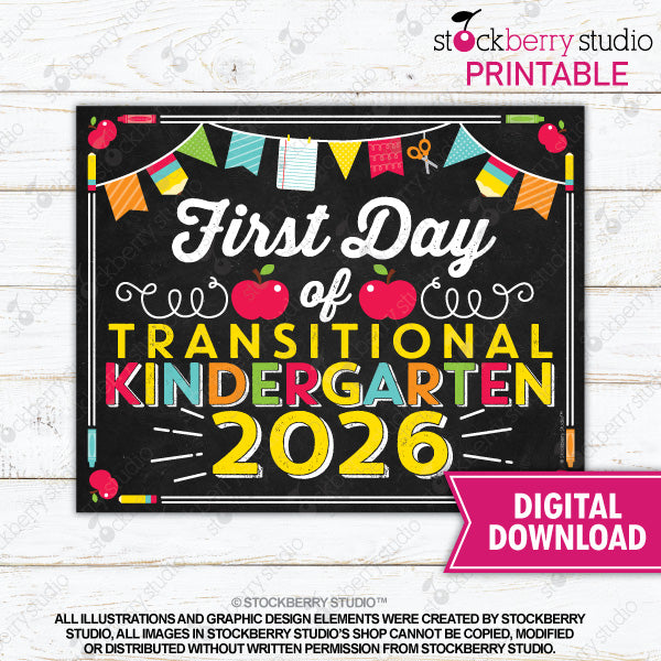 First Day of Preschool Sign (Primary Colors) - Any Grade