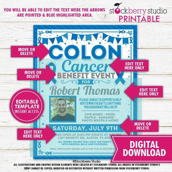 Colon Cancer Benefit Fundraiser Flyer