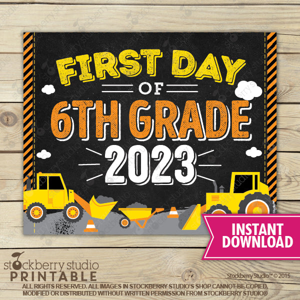 Construction First Day of Preschool Sign - Any Grade