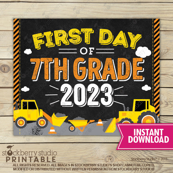 Construction First Day of Preschool Sign - Any Grade
