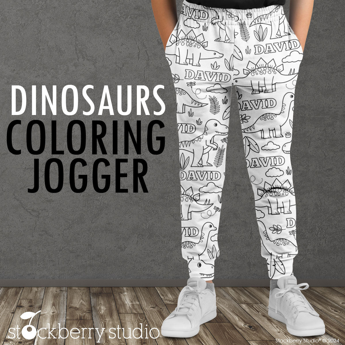 Dinosaurs Coloring Pajama Pants Activity Personalized with Name