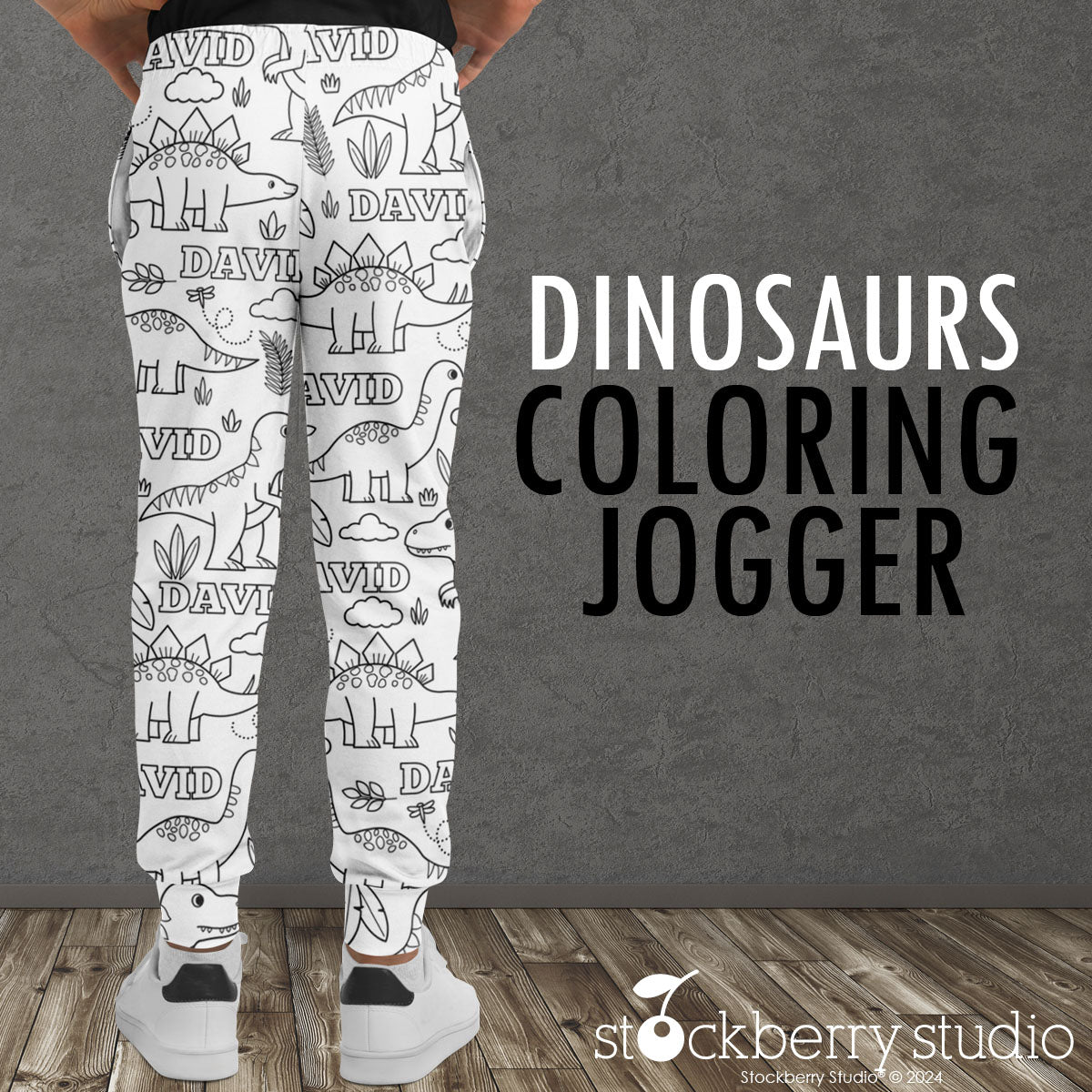 Dinosaurs Coloring Pajama Pants Activity Personalized with Name
