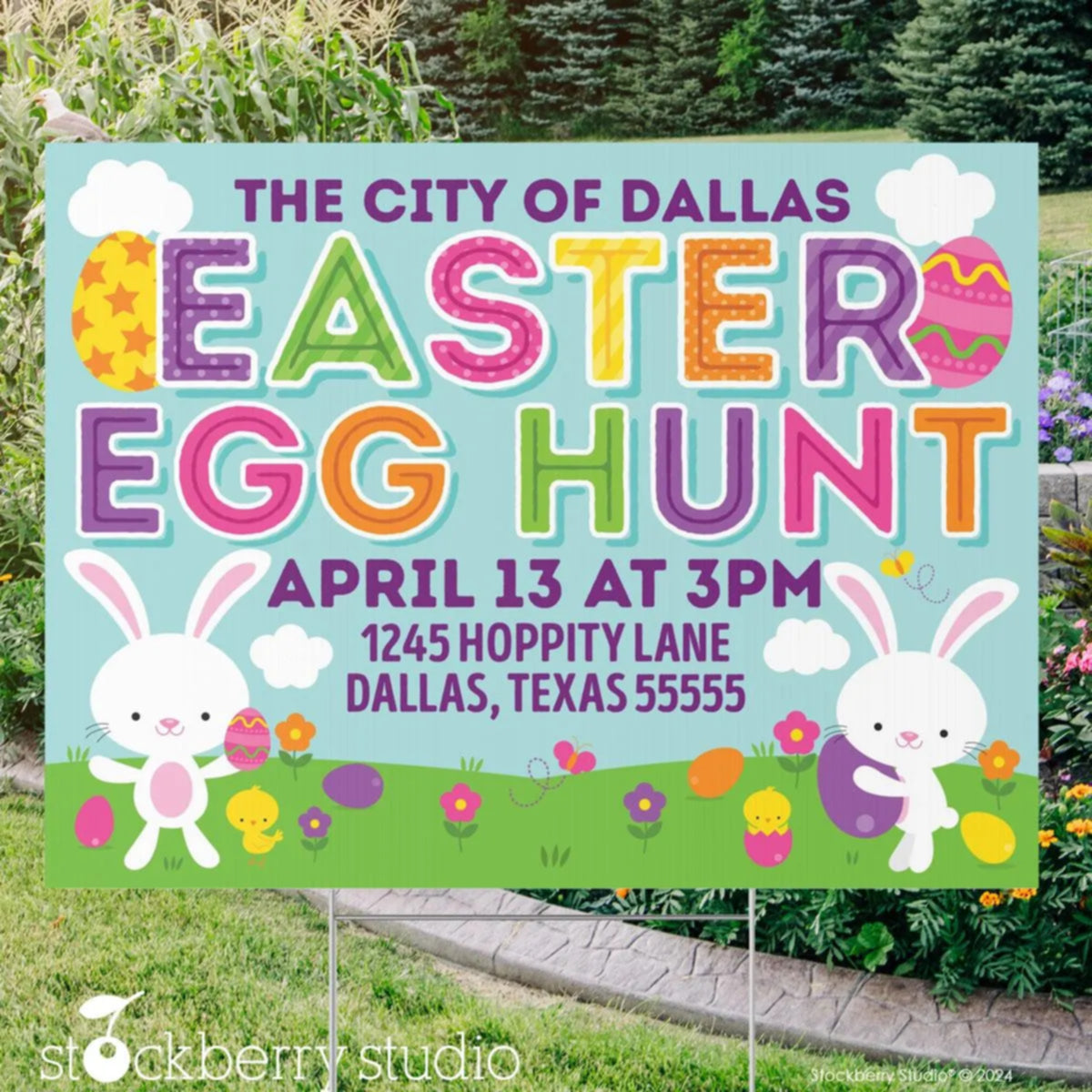 Personalized Easter Egg Hunt Yard Sign - Custom Spring Celebration Sign for Outdoor Events