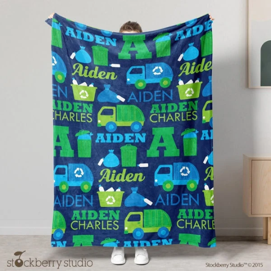 Garbage Truck Personalized Blanket