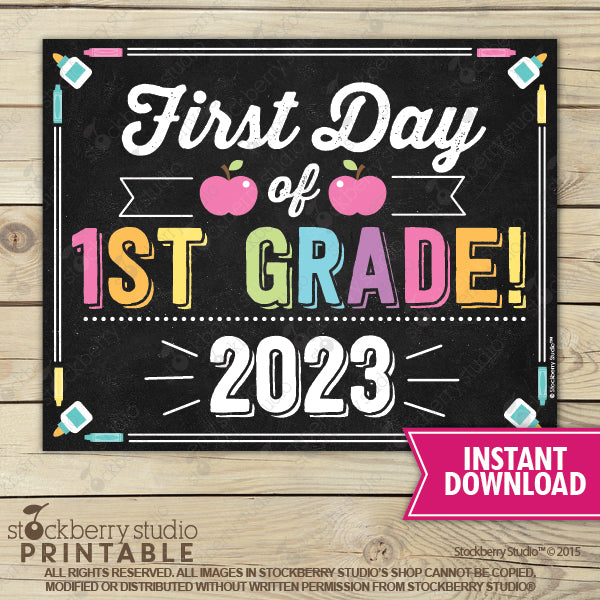First Day of Preschool Sign (Pastel Colors) - Any Grade