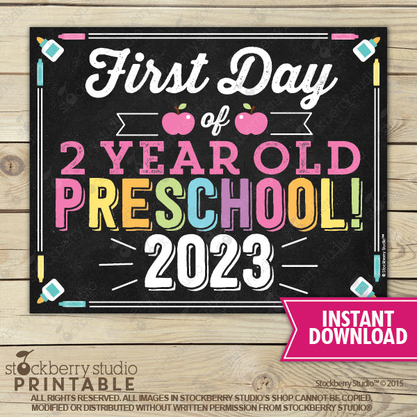 First Day of Preschool Sign (Pastel Colors) - Any Grade
