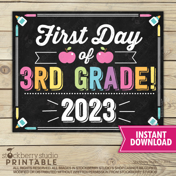 First Day of Preschool Sign (Pastel Colors) - Any Grade
