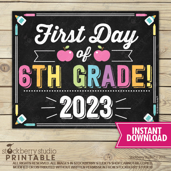 First Day of Preschool Sign (Pastel Colors) - Any Grade