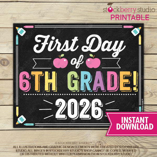 First Day of Preschool Sign (Pastel Colors) - Any Grade