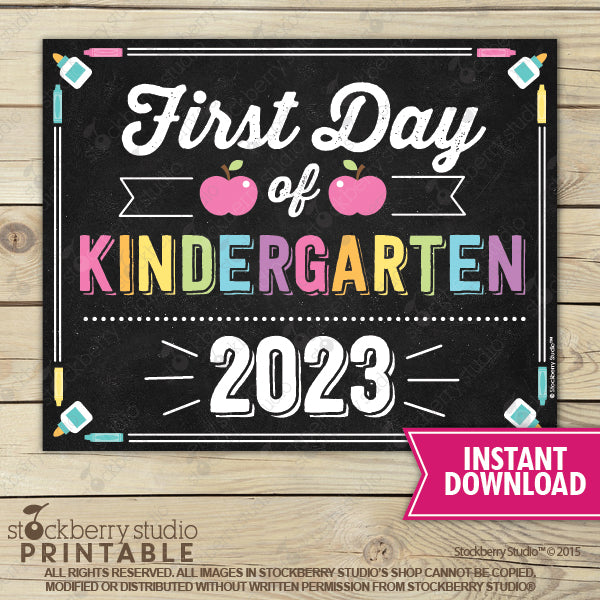 First Day of Preschool Sign (Pastel Colors) - Any Grade