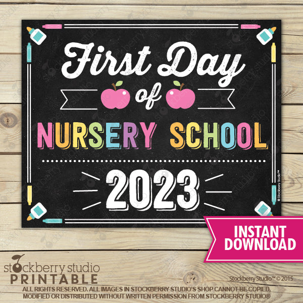 First Day of Preschool Sign (Pastel Colors) - Any Grade