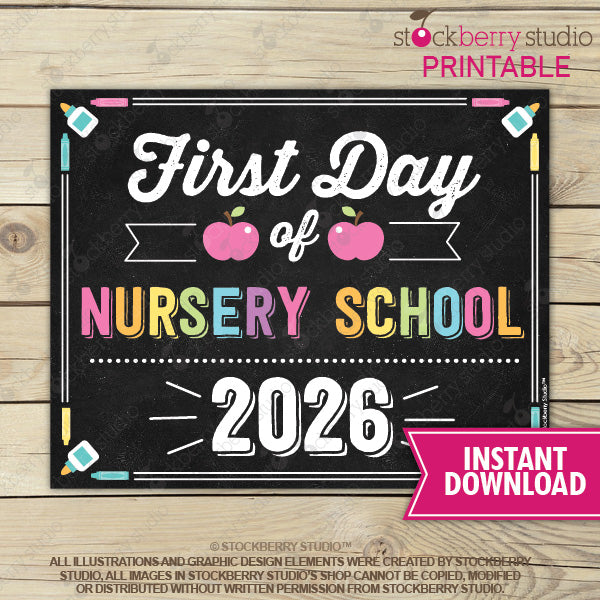 First Day of Preschool Sign (Pastel Colors) - Any Grade
