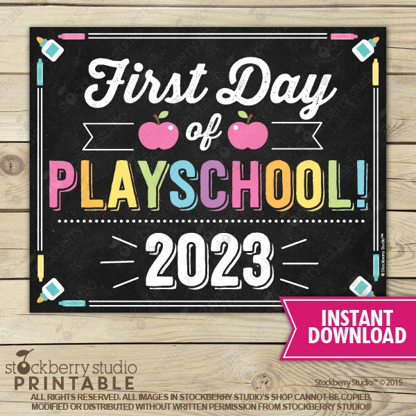 First Day of Preschool Sign (Pastel Colors) - Any Grade