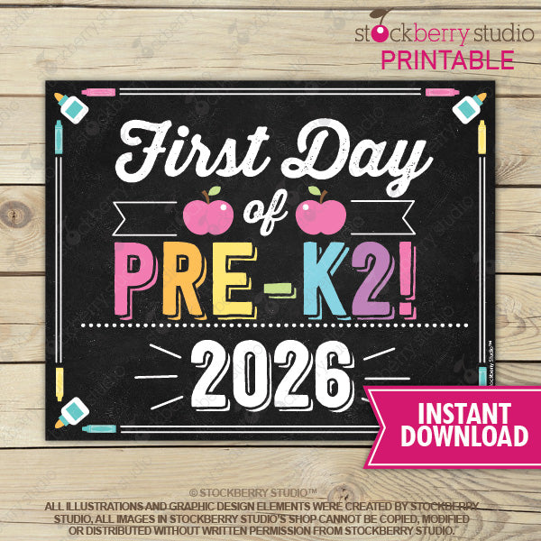 First Day of Preschool Sign (Pastel Colors) - Any Grade