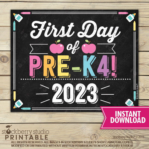 First Day of Preschool Sign (Pastel Colors) - Any Grade