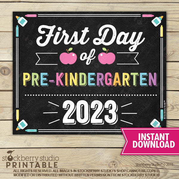 First Day of Preschool Sign (Pastel Colors) - Any Grade