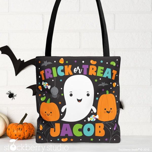 Pumpkin Halloween Tote Bag Personalized Kids Trick or Treat