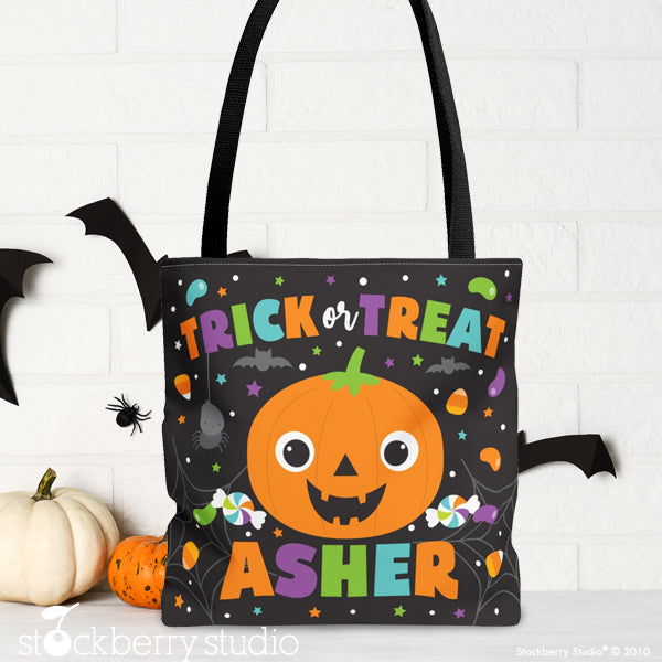 Pumpkin Halloween Tote Bag Personalized Kids Trick or Treat