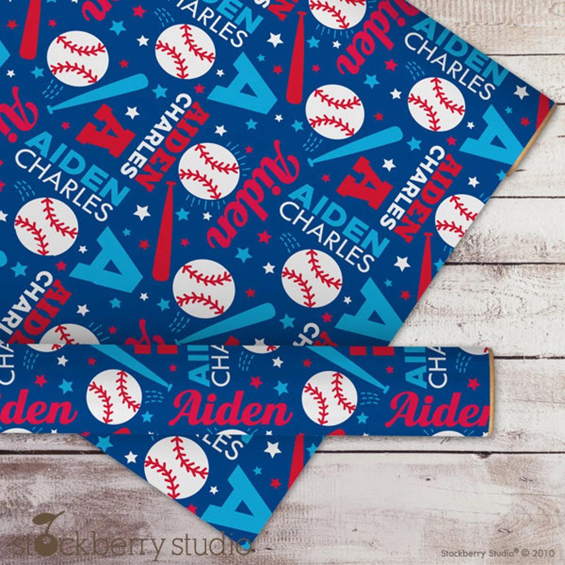 Baseball Gift Wrapping Paper Name Personalized