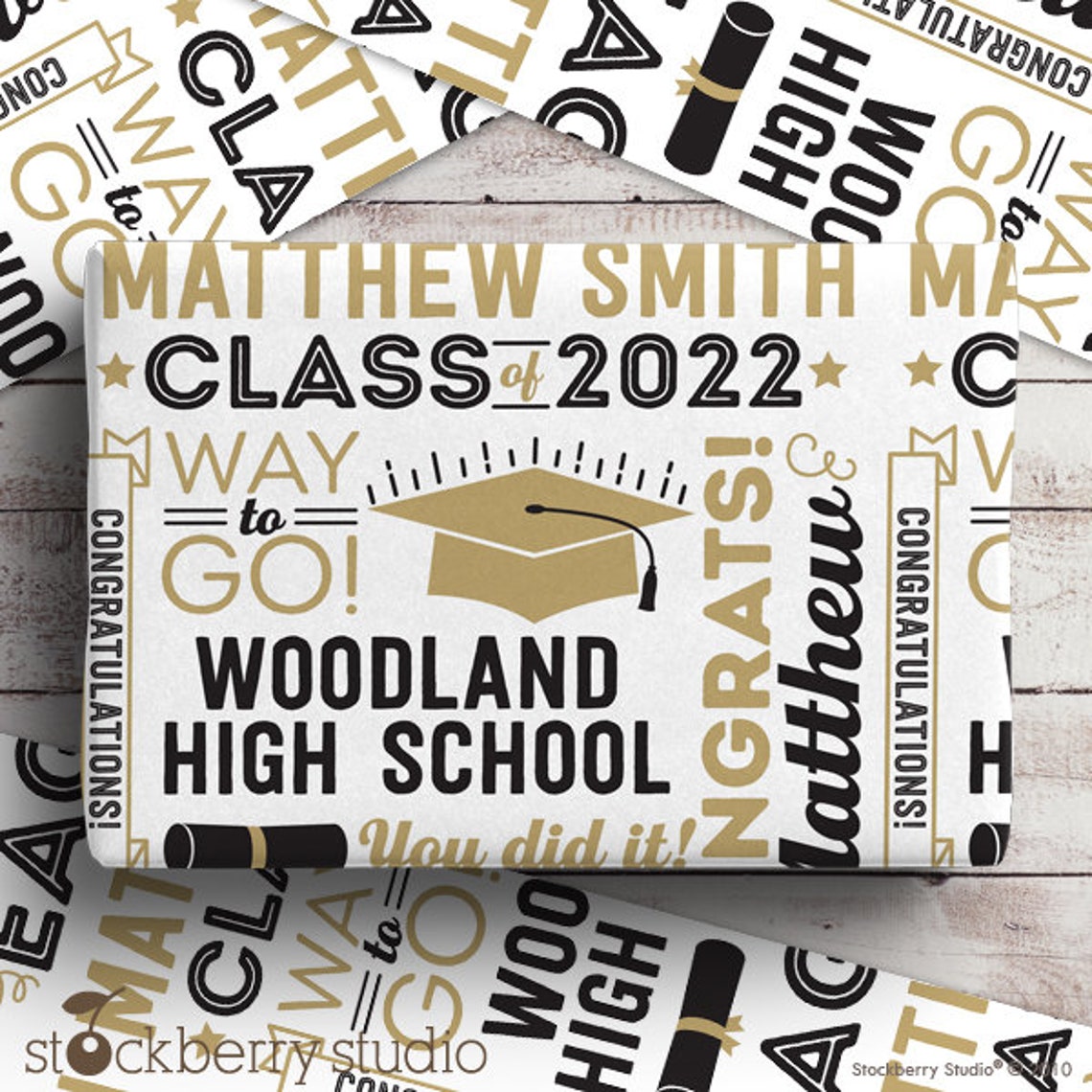 Graduation Gift Wrap Paper Personalized All About The Grad Wrapping Paper