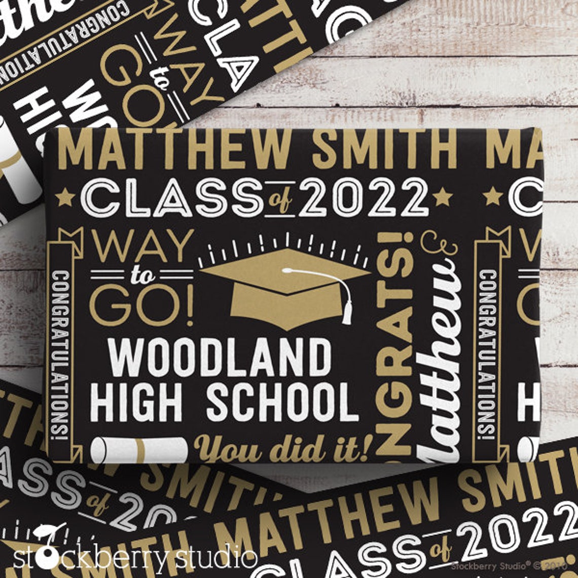 Graduation Gift Wrap Paper Personalized All About The Grad Wrapping Paper
