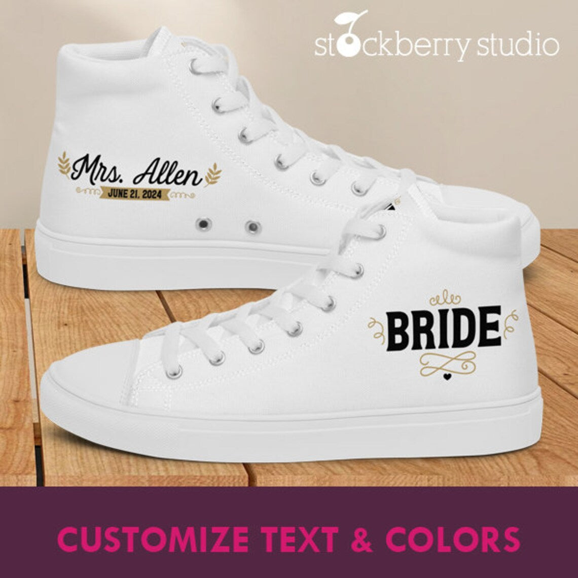 Bride High Top Sneakers Personalized