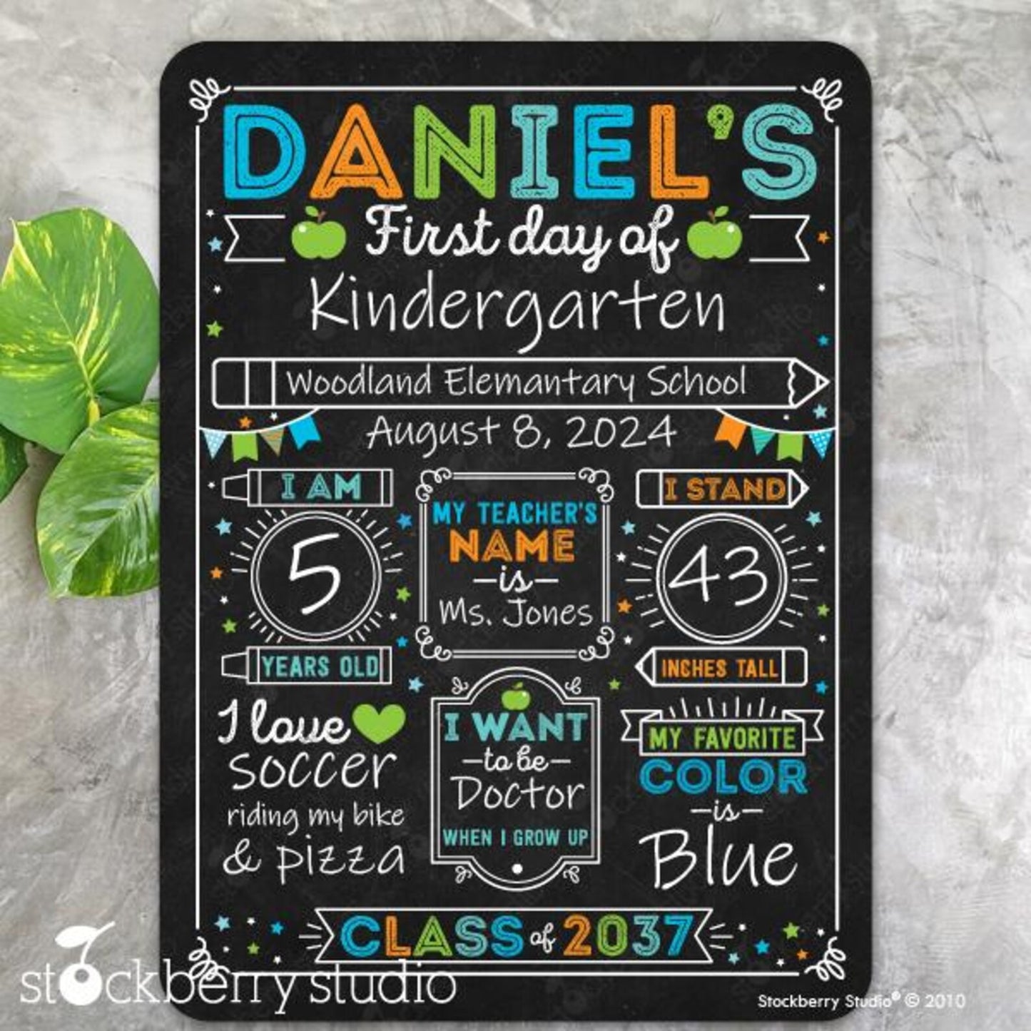 Personalized First & Last Day of School Dry Erase Sign – Reusable Back to School Chalkboard for Kindergarten