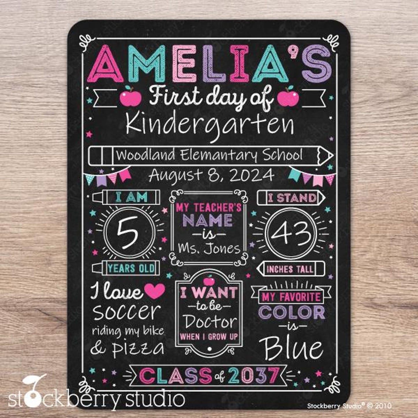 Personalized First & Last Day of School Dry Erase Sign – Reusable Back to School Chalkboard for Kindergarten