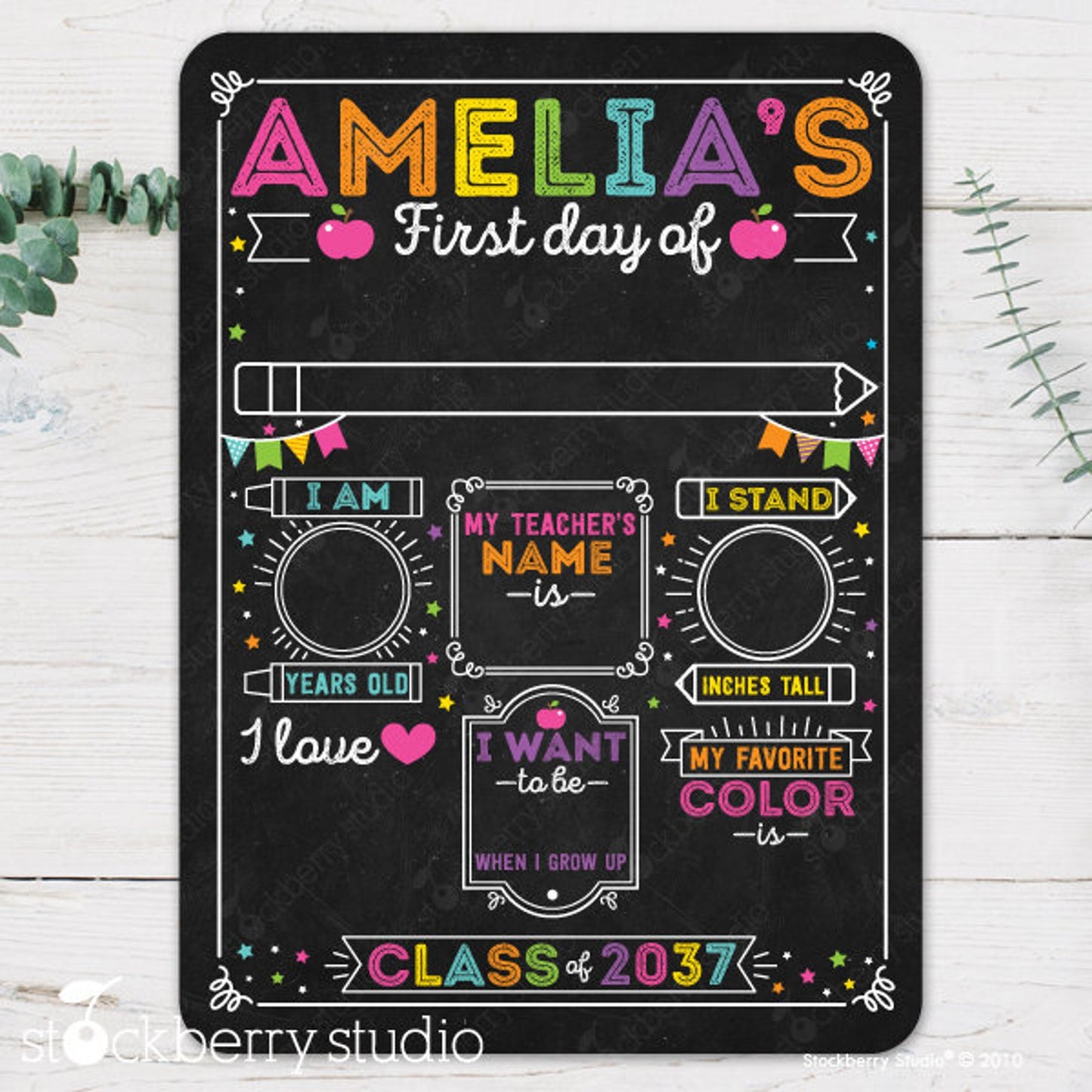 Personalized First & Last Day of School Dry Erase Sign – Reusable Back to School Chalkboard for Kindergarten