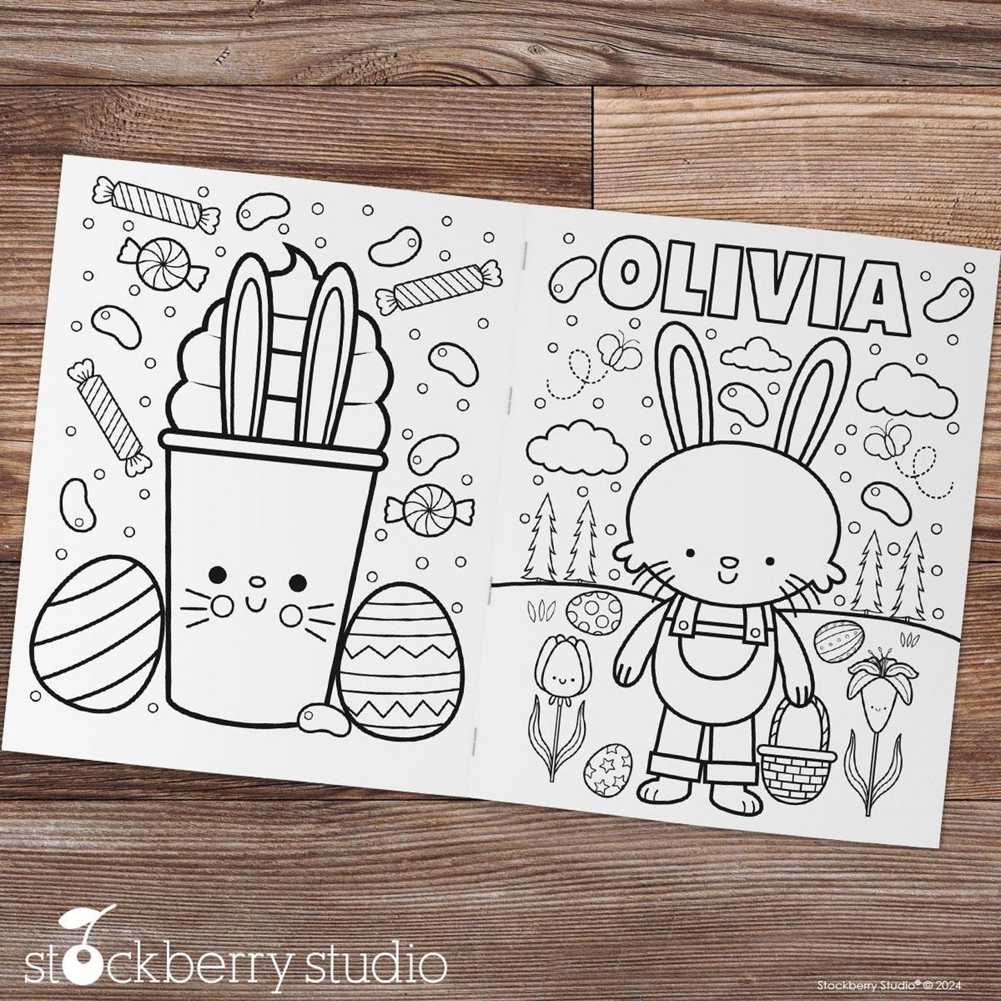 Personalized Easter Bunny Coloring Book - Custom Name for Kids