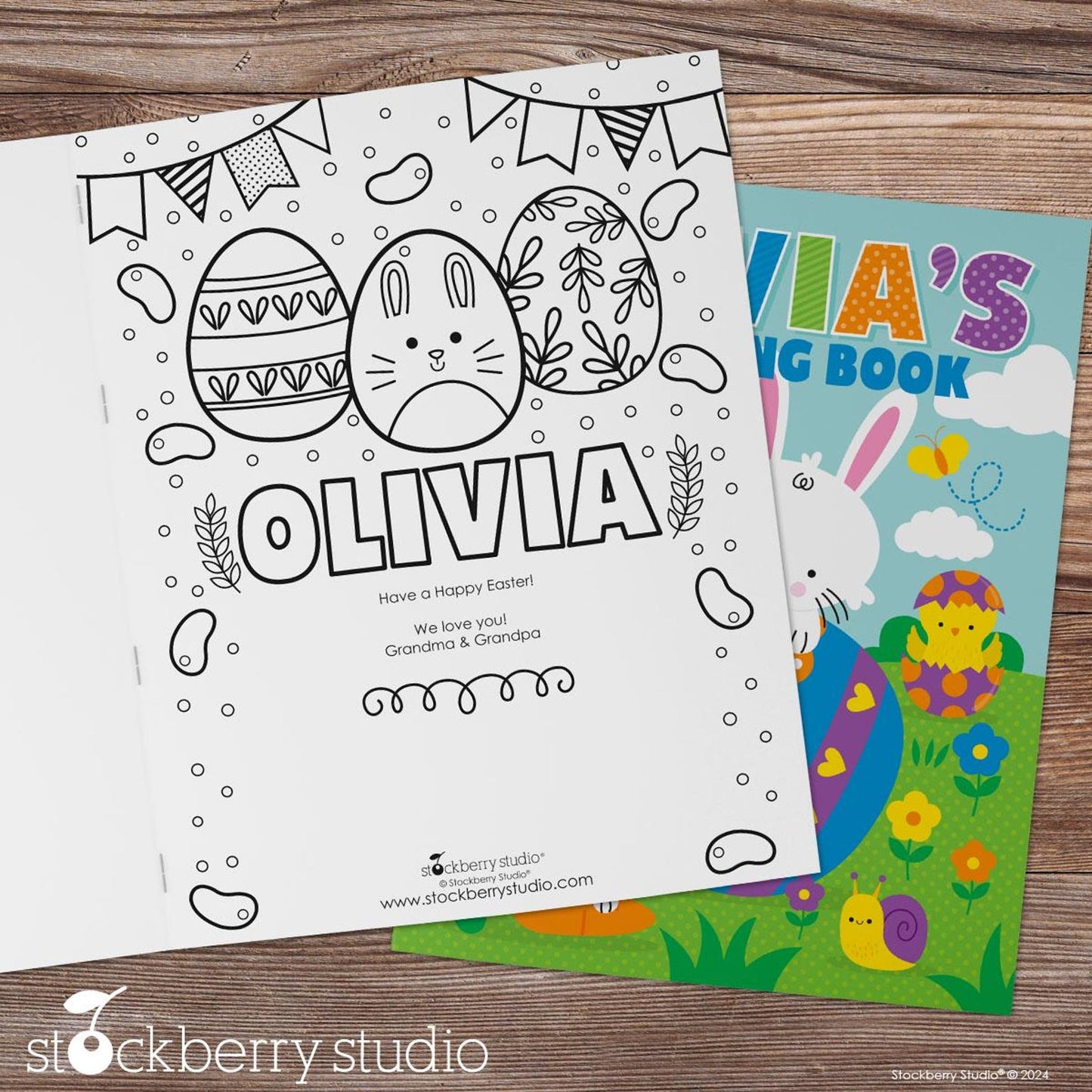 Personalized Easter Bunny Coloring Book - Custom Name for Kids