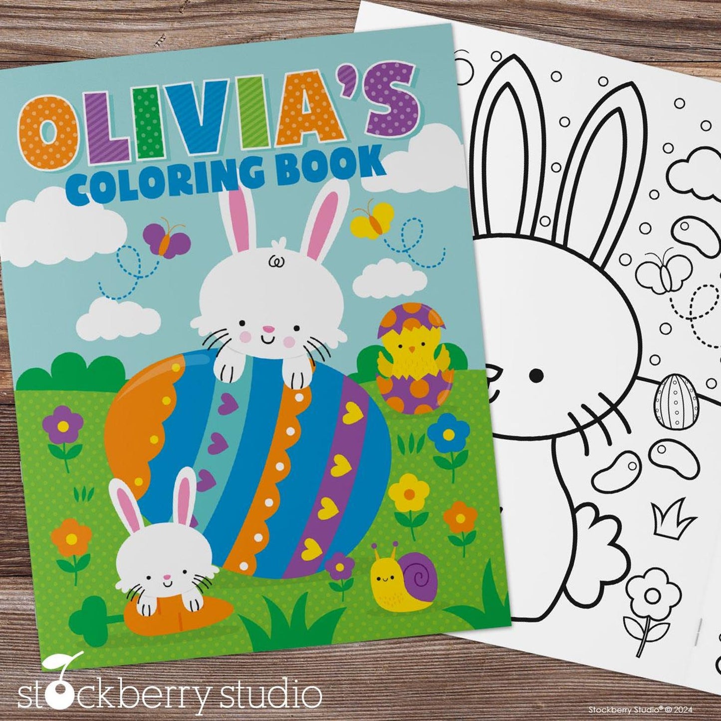 Personalized Easter Bunny Coloring Book - Custom Name for Kids