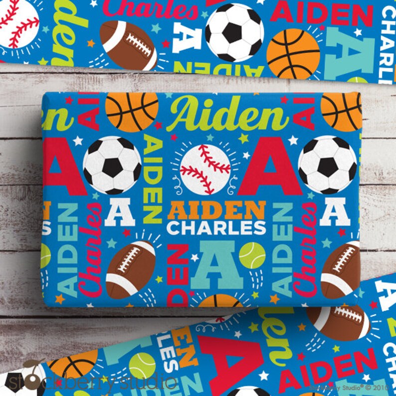 Sports Wrapping Paper Name Personalized