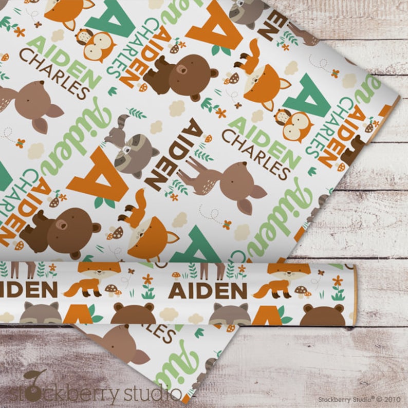 Woodland Wrapping Paper Personalized Baby Shower Gift