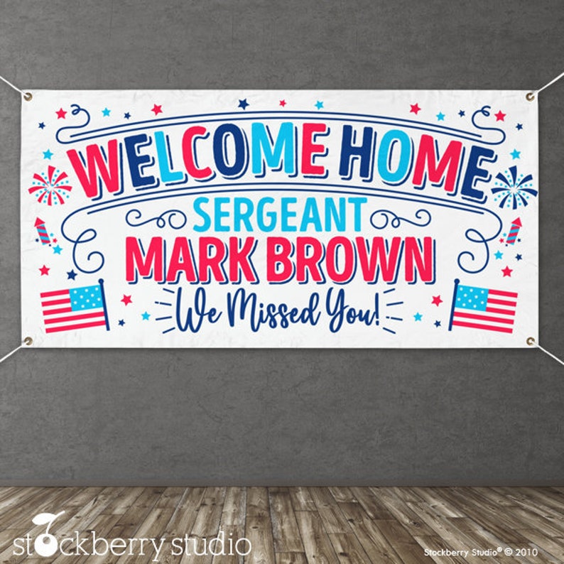 Welcome Home Military Vinyl Banner Personalized