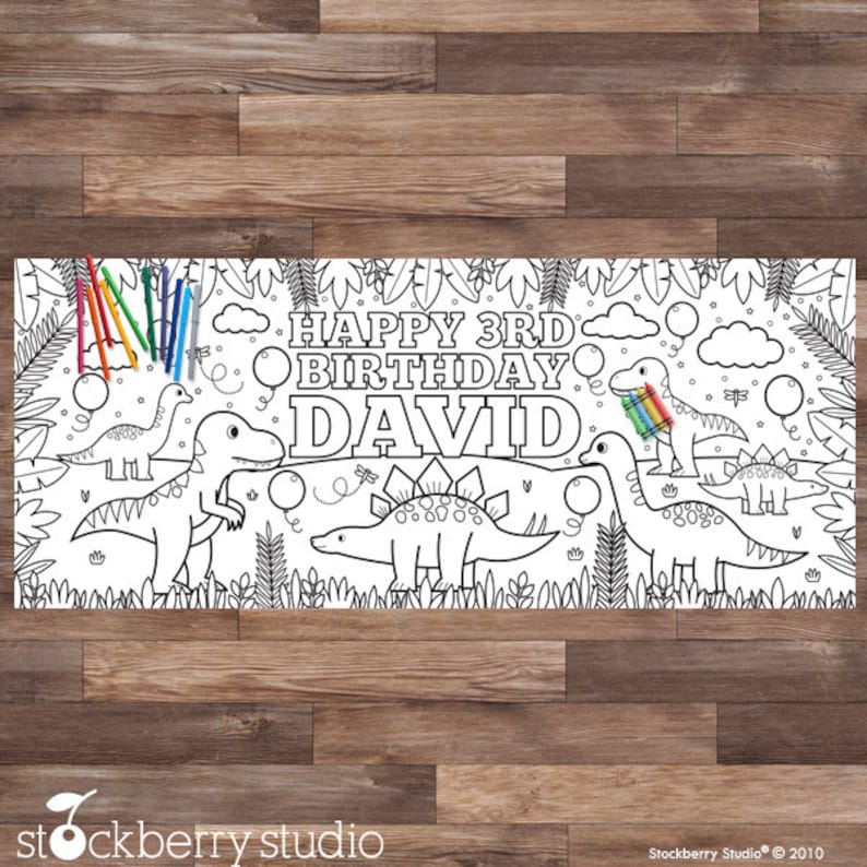 Dinosaur Coloring Tablecloth Birthday Party Decorations