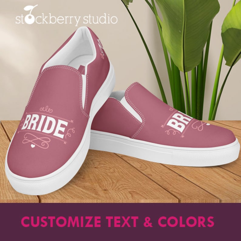 Bride Sneakers Personalized Husband Wife Wedding Matching Slip On Shoes
