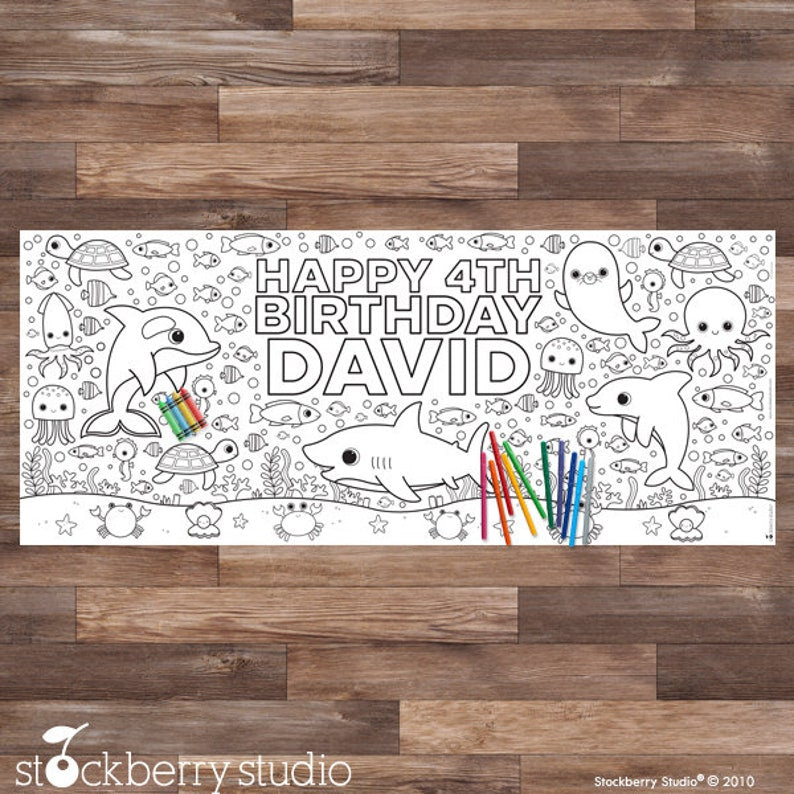 Under the Sea Coloring Tablecloth Birthday Party Decorations