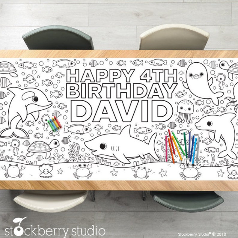 Under the Sea Coloring Tablecloth Birthday Party Decorations