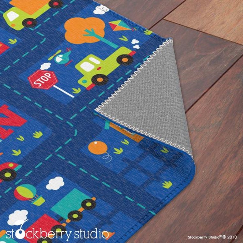 Transportation Area Rug Kids Road Track Play Mat Boy