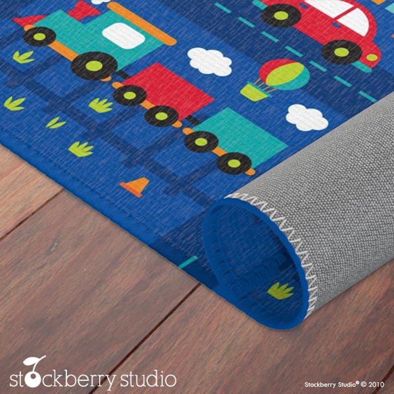Transportation Area Rug Kids Road Track Play Mat Boy