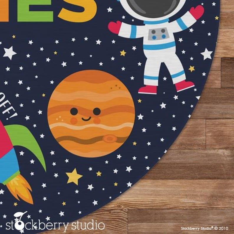 Space Area Rug Kids Room Planets Play Mat Boy Nursery Decor