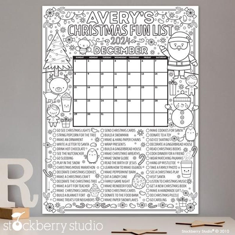 Christmas Bucket List Poster Personalized