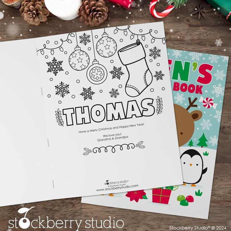 Christmas Coloring Book Personalized with Name Kids